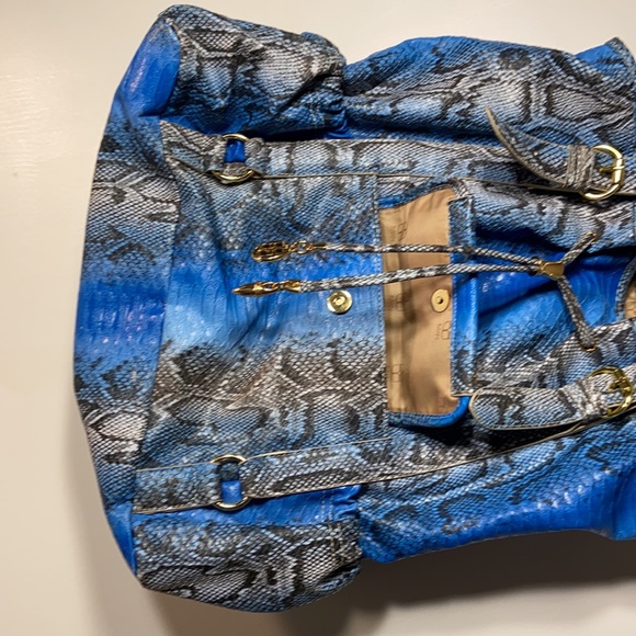 Oman Blue Snakeskin Large Tote Double Handles - Picture 3 of 9